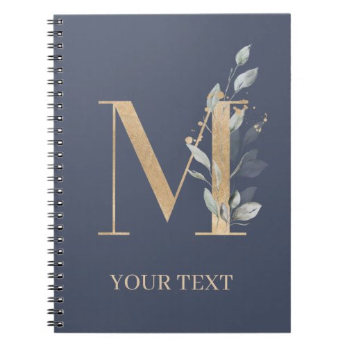 M Monogram Floral Personalized Notebook
