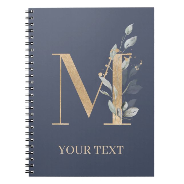 M Monogram Floral Personalized Notebook (Front)