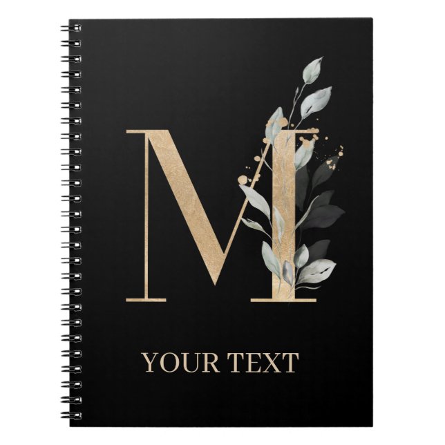 M Monogram Floral Personalized Notebook (Front)