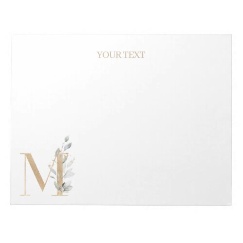 M Monogram Floral Personalized Notepad