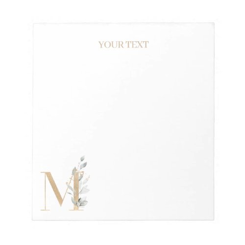 M Monogram Floral Personalized Notepad