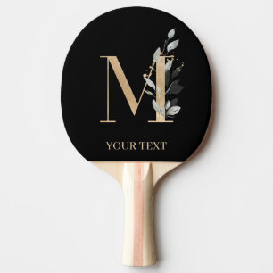 M Monogram Floral Personalized Ping Pong Paddle