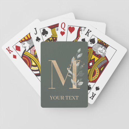 M Monogram Floral Personalized Playing Cards