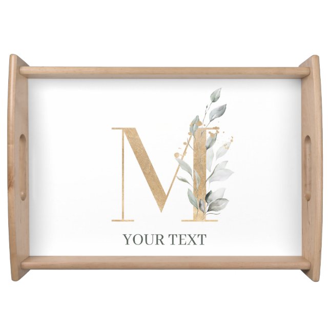 M Monogram Floral Personalized Serving Tray (Front)