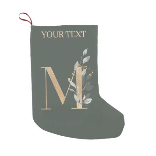 M Monogram Floral Personalized Small Christmas Stocking