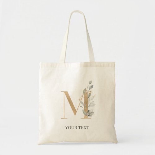 M Monogram Floral Personalized Tote Bag