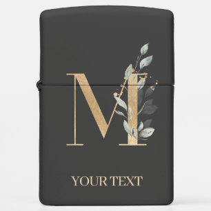 M Monogram Floral Personalized Zippo Lighter