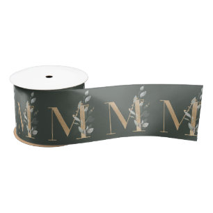M Monogram Floral Satin Ribbon