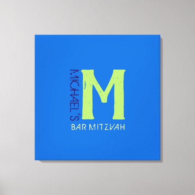 M Monogram Initial Bar Bat Mitzvah Sign-In Board Canvas Print (Front)