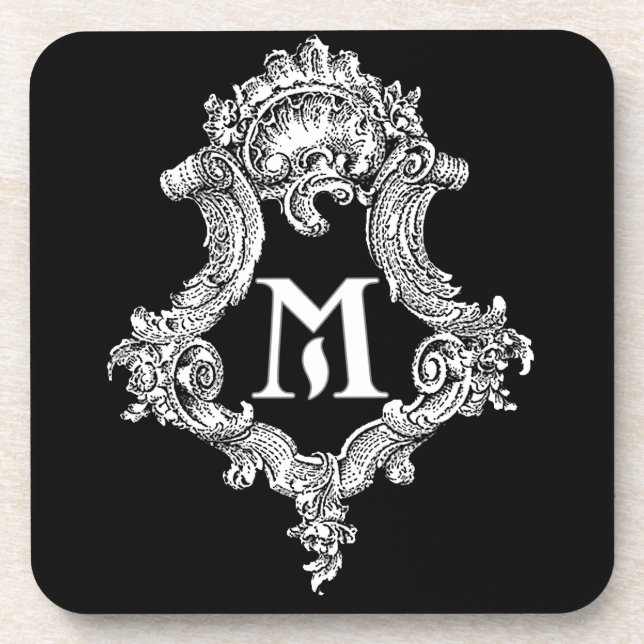M Monogram Initial Beverage Coaster (Front)