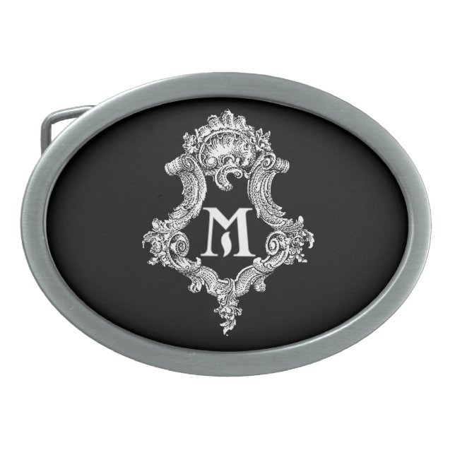 M Monogram Initial Oval Belt Buckle (Front)
