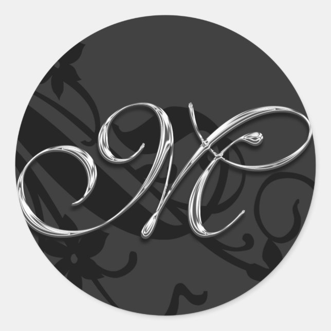 M Monogram Letter Wedding Envelope Seal Sticker (Front)
