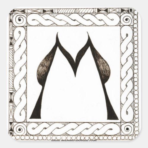 M monogram letter with Celtic Border Square Sticker