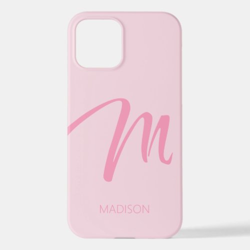 M Monogram Personalized Pink iPhone 12 Case