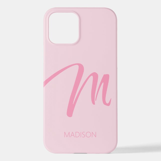 M Monogram Personalized Pink iPhone Case (Back)