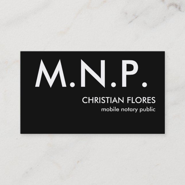 M.N.P., CHRISTIAN FLORES, mobile notary public Business Card (Front)