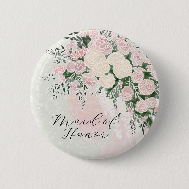 M.O.H Blush bow and Rose Wisteria Bouquet  Button (Front)