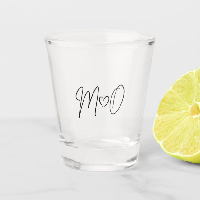 M+O wedding day Shot Glass (Front)