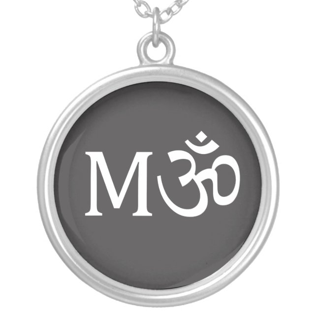 M-OM necklace, round Silver Plated Necklace (Front)
