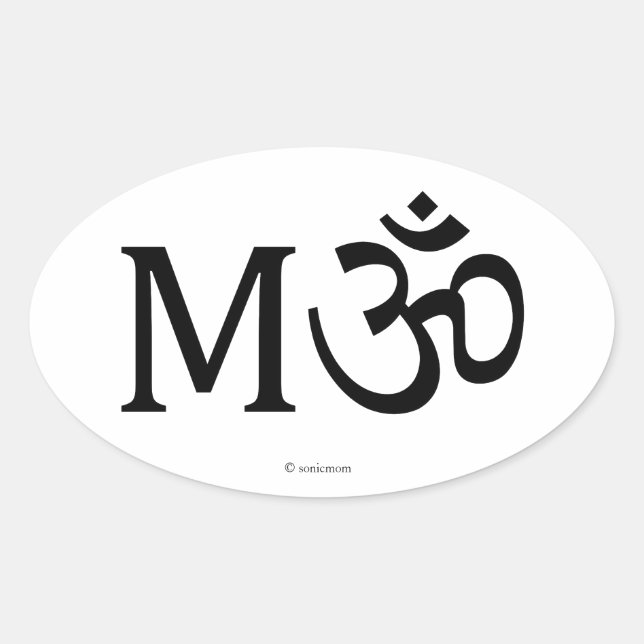 M-OM, Yoga Mom, oval sticker (Front)