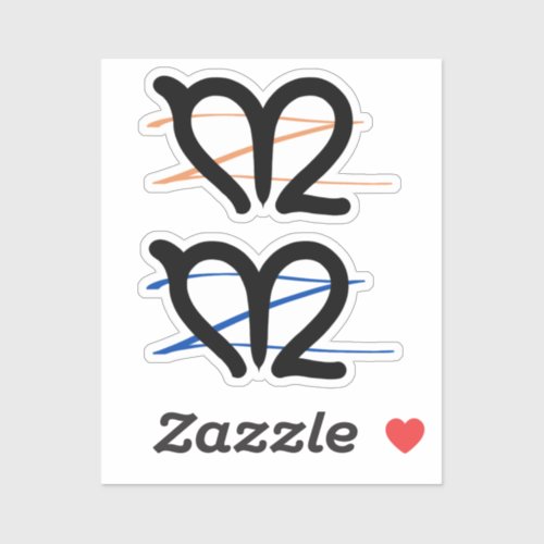 m_over_z stickers blue and orange z 2 per sheet sticker