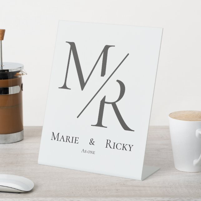 M & R | Our Initials Monogram  Pedestal Sign (In SItu)