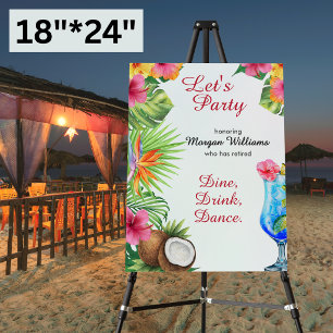 M Retirement Tropical Summer Dine & Cocktail Party Foam Board
