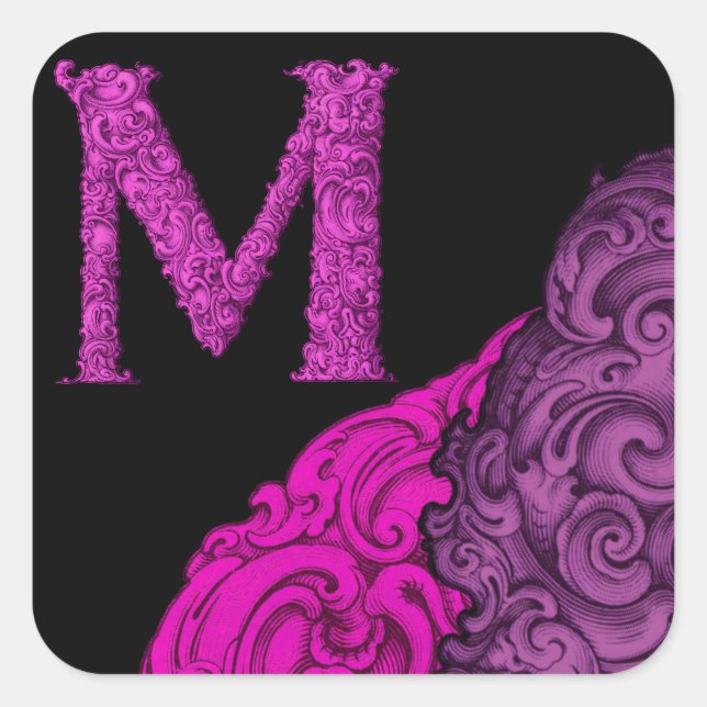 M - The Falck Alphabet (Pink) Square Sticker (Front)