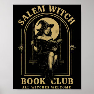 M Witch Book Club Bookish Halloween Full Moon Read Poster