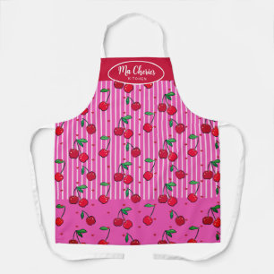 Ma Cherie Berries Heart Pattern Custom Red Pink Apron