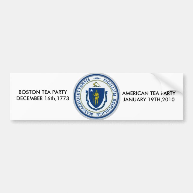 ma flag, AMERICAN TEA PARTYJANUARY 19TH,2010, B... Bumper Sticker (Front)
