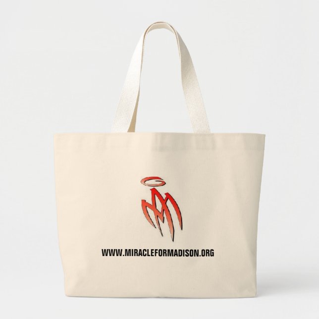 MA - logo, WWW.MIRACLEFORMADISON.ORG Large Tote Bag (Front)