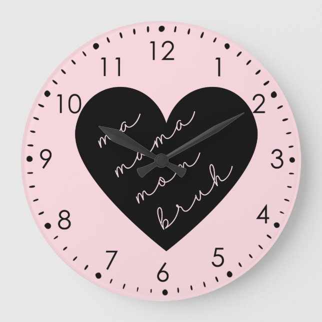 Ma Mama Mom Bruh Pink Large Clock (Front)