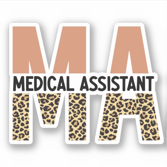 MA Medical Assistant Leopard Print Sticker (Front)