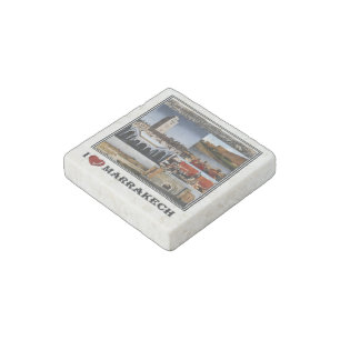 MA Morocco - Marrakech - I Love - Koutoubia Mosque Stone Magnet