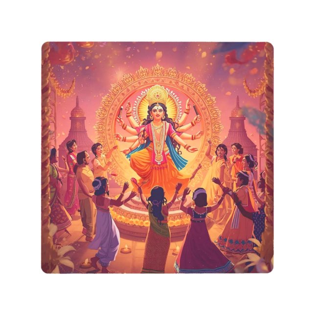 Maa Durga – The Heart of Dussehra Celebrations Metal Print (Front)