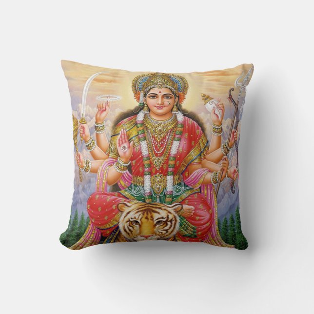 Maa Kali Prayer Beautiful Throw Pillow (Front)