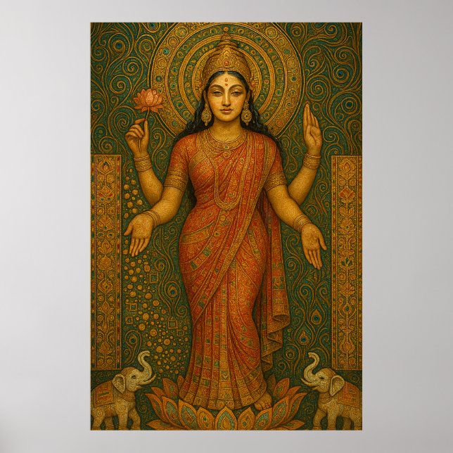 Maa Lakshmi : Goddess of Wealth and Prosperity Art Poster (Front)