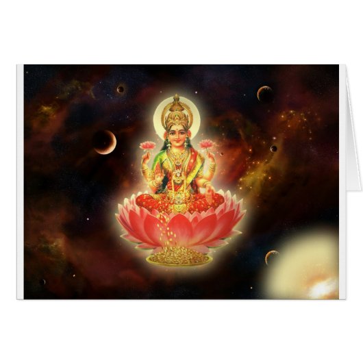 Maa Maha Lakshmi Devi Laxmi Goddess of Wealth Cards (Front Horizontal)
