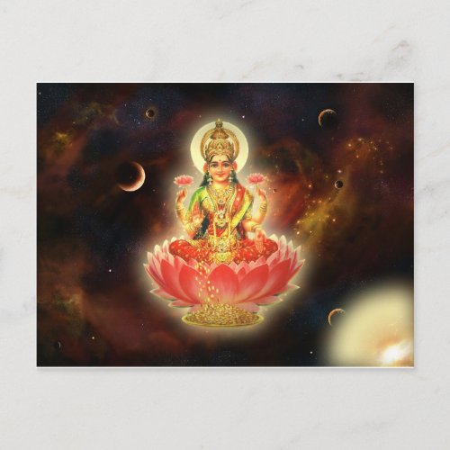 Maa Maha Lakshmi Devi Laxmi Goddess of Wealth Postcard