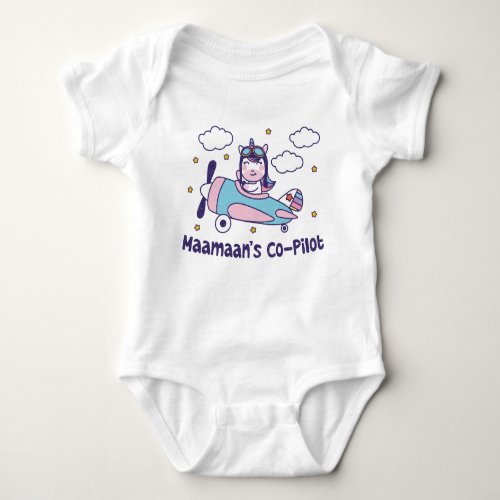 Maamaans Co_Pilot _ Unicorn Airplane Baby Bodysuit