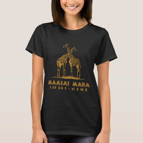 Maasai Mara Coordinates Giraffe T_Shirt