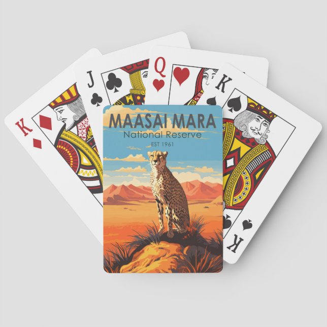 Maasai Mara National Reserve Cheetah Travel Art Poker Cards (Back)