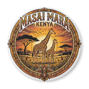 Maasai Mara National Reserve Giraffes at Sunset Magnet
