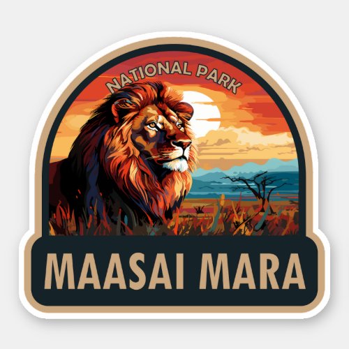 Maasai Mara National Reserve Lion Travel Art Sticker