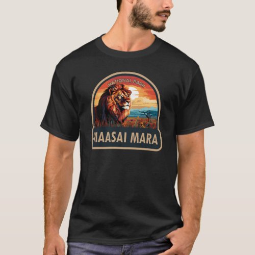 Maasai Mara National Reserve Lion Travel Art T_Shirt
