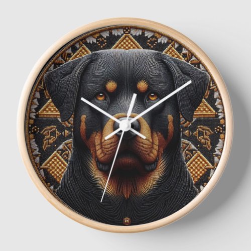 Maasai Mara Pattern Rottweiler Dog Clock
