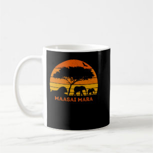 Maasai Mara Safari Elephant Lion Sunset Kenya Safa Coffee Mug