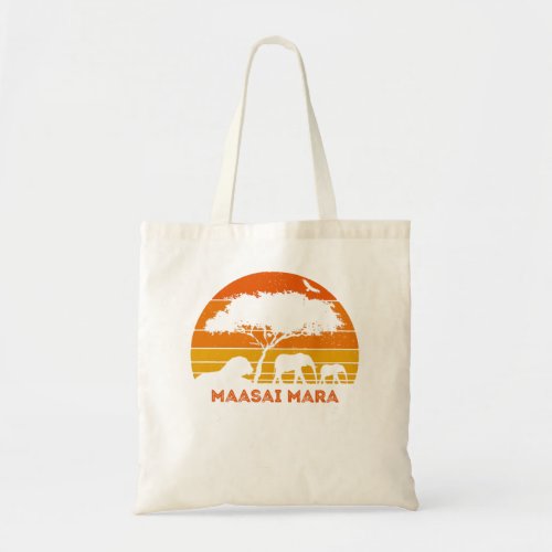 Maasai Mara Safari Elephant Lion Sunset Kenya Safa Tote Bag