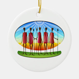 Maasai Men with Spears Kwanzaa Ceramic Ornament